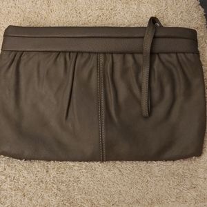 Leather Gray Clutch